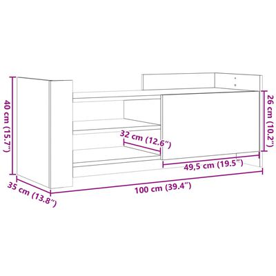 vidaXL Tv-meubel 100x35x40 cm bewerkt hout grijs sonoma eikenkleurig