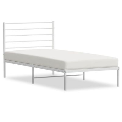 vidaXL Bedframe met hoofdbord metaal wit 100x200 cm