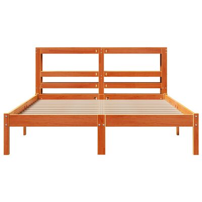 vidaXL Bedframe met hoofdbord massief grenenhout wasbruin 140x190 cm