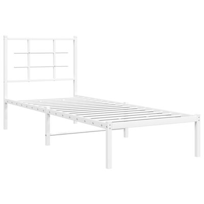 vidaXL Bedframe met hoofdbord zonder matras metaal wit 75x190 cm