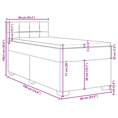 vidaXL Boxspring met matras stof taupe 90x190 cm