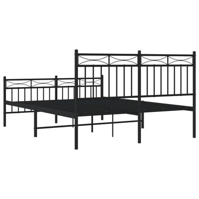 vidaXL Bedframe met hoofd- en voeteneinde metaal zwart 140x190 cm