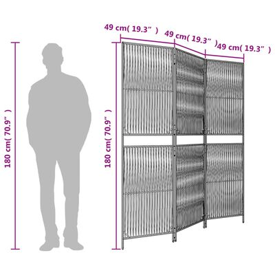 vidaXL Kamerscherm 3 panelen poly rattan beige