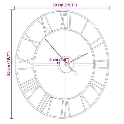 vidaXL Wandklok Ø50 cm ijzer zwart