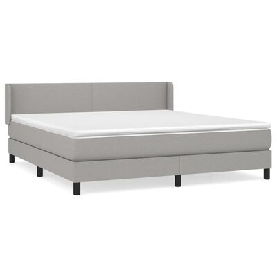 vidaXL Boxspring met matras stof lichtgrijs 160x200 cm