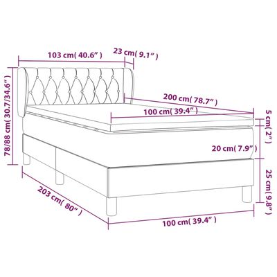 vidaXL Boxspring met matras fluweel roze 100x200 cm