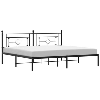 vidaXL Bedframe met hoofdbord metaal zwart 193x203 cm