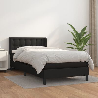 vidaXL Boxspring met matras kunstleer zwart 100x200 cm