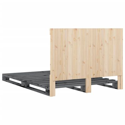 vidaXL Bedframe met hoofdbord massief grenenhout grijs 160x200 cm