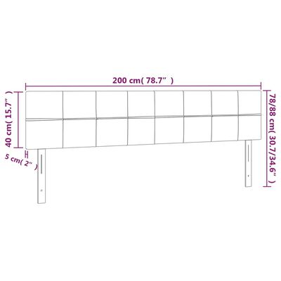 vidaXL Hoofdbord LED 200x5x78/88 cm fluweel lichtgrijs