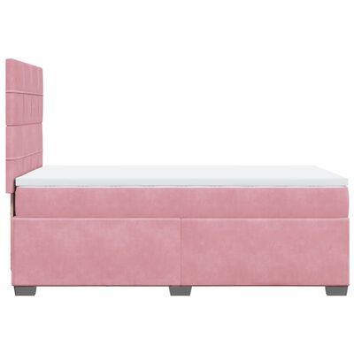 vidaXL Boxspring met matras fluweel roze 80x200 cm