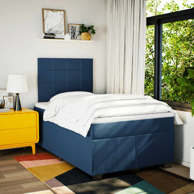 vidaXL Boxspring met matras stof blauw 120x200 cm