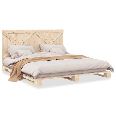 vidaXL Bedframe met hoofdbord massief grenenhout 200x200 cm