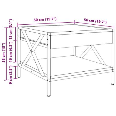 vidaXL Salontafel met Infinity LED 50x50x38 cm sonoma eikenkleurig