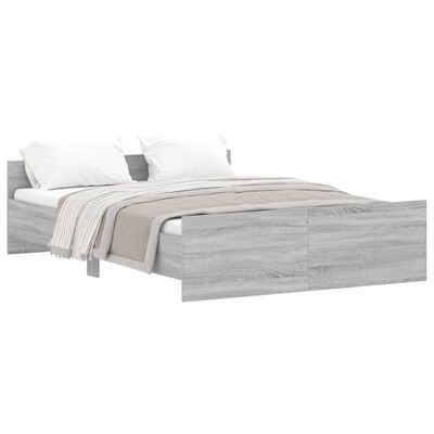 vidaXL Bedframe met hoofd- en voeteneinde grijs sonoma 140x190 cm