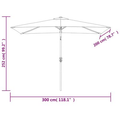 vidaXL Parasol met metalen paal 300x200 cm antraciet