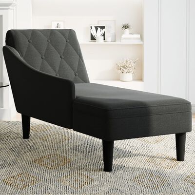 vidaXL Chaise longue met kussen en rechterarmleuning stof zwart