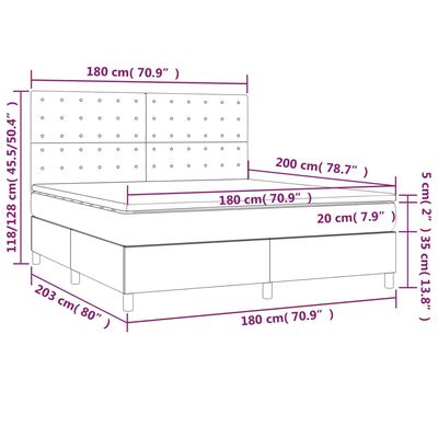 vidaXL Boxspring met matras en LED kunstleer wit 180x200 cm