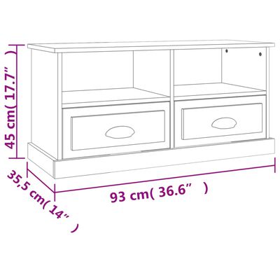 vidaXL Tv-meubel 93x35,5x45 cm bewerkt hout bruin eikenkleur