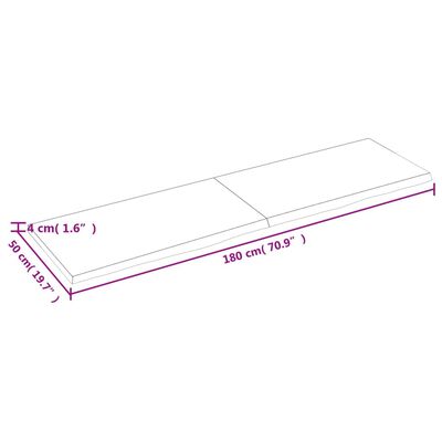 vidaXL Wastafelblad 180x50x(2-4) cm behandeld massief hout donkerbruin