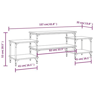 vidaXL Tv-meubel 157x35x52 cm bewerkt hout grijs sonoma eikenkleurig