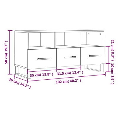 vidaXL Tv-meubel 102x36x50 cm bewerkt hout hoogglans wit