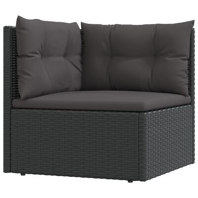 vidaXL 4-delige Loungeset met kussens poly rattan zwart