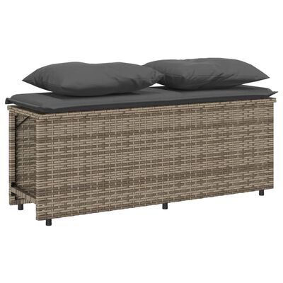 vidaXL 3-delige Tuinset met kussens poly rattan grijs