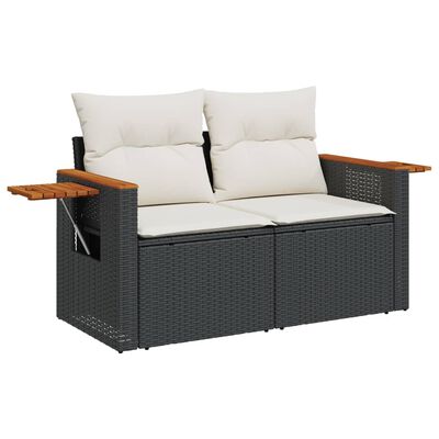 vidaXL 10-delige Loungeset met kussens poly rattan zwart