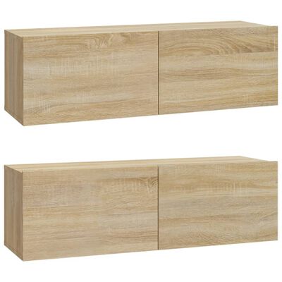 vidaXL Tv-wandmeubels 2 st 100x30x30 cm hout sonoma eikenkleurig