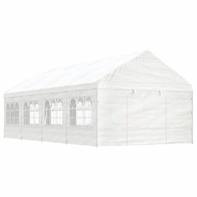 vidaXL Prieel met dak 8,92x4,08x3,22 m polyetheen wit