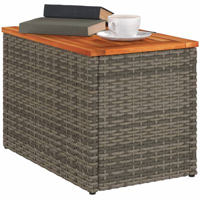 vidaXL Tuinbijzettafels 2 st 55x34x37 cm poly rattan en hout grijs