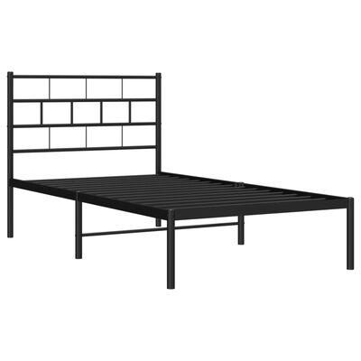 vidaXL Bedframe met hoofdbord metaal zwart 100x200 cm