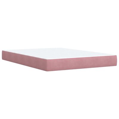 vidaXL Boxspring met matras fluweel roze 140x200 cm