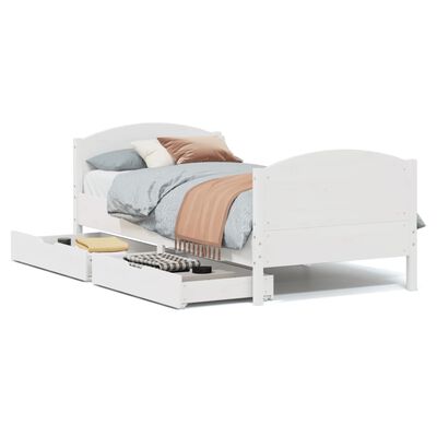 vidaXL Bedframe zonder matras massief grenenhout wit 90x200 cm