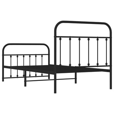 vidaXL Bedframe met hoofd- en voeteneinde metaal zwart 100x190 cm