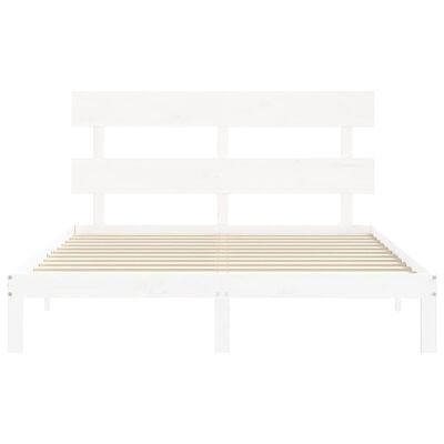 vidaXL Bedframe met hoofdbord massief hout wit 160x200 cm