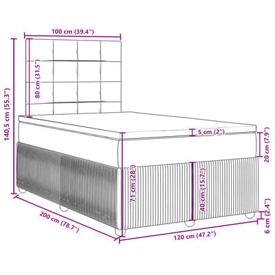 vidaXL Boxspring met matras stof zwart 120x200 cm