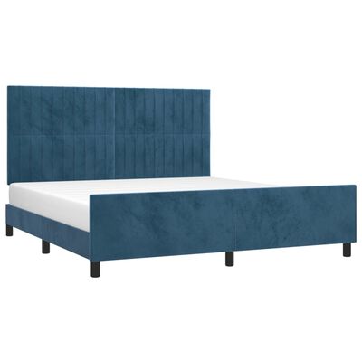 vidaXL Bedframe zonder matras 160x200 cm fluweel donkerblauw