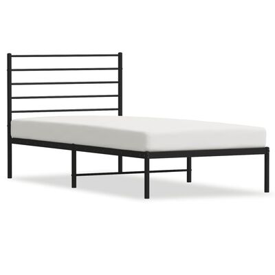 vidaXL Bedframe met hoofdbord metaal zwart 80x200 cm