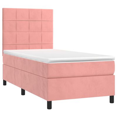 vidaXL Boxspring met matras fluweel roze 100x200 cm