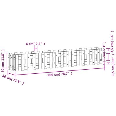 vidaXL Plantenbak verhoogd hekontwerp 200x30x30 cm grenenhout wit