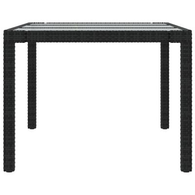 vidaXL Tuintafel 190x90x75 cm gehard glas en poly rattan black