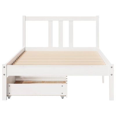 vidaXL Bedframe zonder matras massief grenenhout wit 90x200 cm