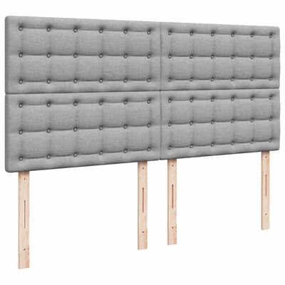 vidaXL Boxspring met matras stof lichtgrijs 200x200 cm