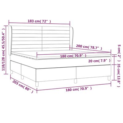 vidaXL Boxspring met matras fluweel donkerblauw 180x200 cm