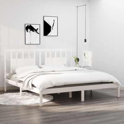 vidaXL Bedframe massief hout wit 180x200 cm