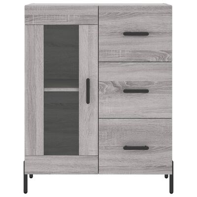 vidaXL Hoge kast 69,5x34x180 cm bewerkt hout grijs sonoma eikenkleurig