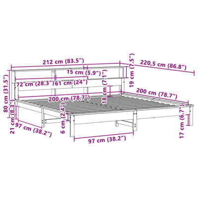 vidaXL Bedframe zonder matras massief grenenhout wit 200x200 cm