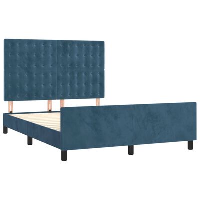 vidaXL Bedframe zonder matras 140x190 cm fluweel donkerblauw